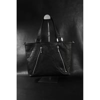 Leather Tote Bag /  Double Side Zipper Design S-size
