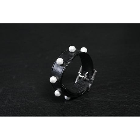 18mm Insert Tip Leather Bracelet / Pearl Style Italian Studs Design ( 30th Anniversary Model )