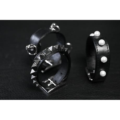 15mm Insert Tip Leather Bracelet / Acute Pyramid Italian Studs Design ( 30th Anniversary Model )