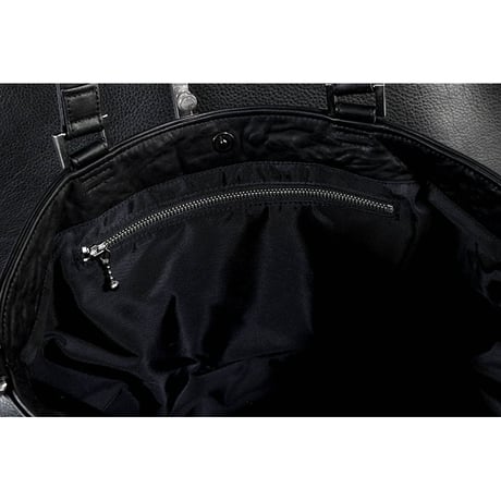 Leather Tote Bag /  Double Side Zipper Design M-size