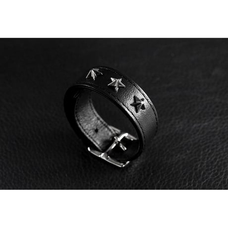 18mm Insert Tip Leather Bracelet / Three Star Italian Studs Design ( 30th Anniversary Model )