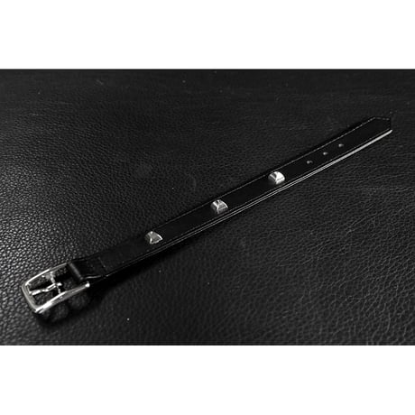 18mm Insert Tip Leather Bracelet / Three Pyramid Italian Studs Design ( 30th Anniversary Model )