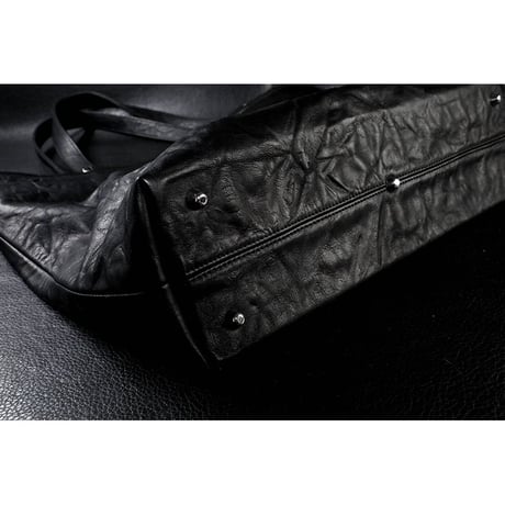Leather Tote Bag /  Double Side Zipper Design M-size