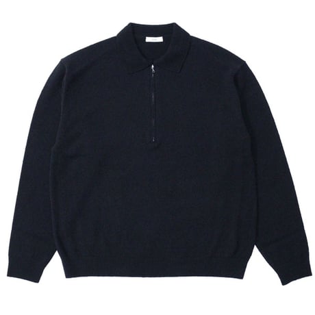 ATON（エートン）"WOOL MINI BOUCLE ZIP UP POLO SWEATER"