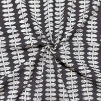 【50cm単位】ブラックオフホワイトボタニカルストライプバグルー　インド綿　ハンドブロックプリント生地　コットン