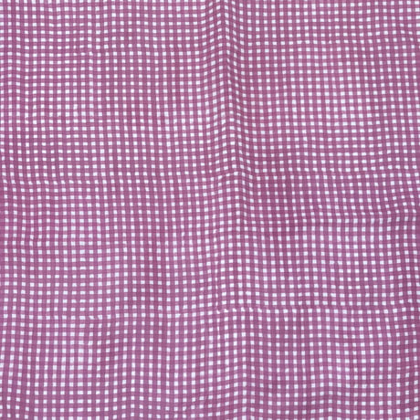【50cm単位】マゼンタパープルチェック　インド綿　ハンドブロックプリント生地　コットン
