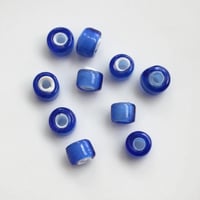 . 筒型ガラスビーズ10個 (ブルー) 90年代ヴィンテージ　フランスより