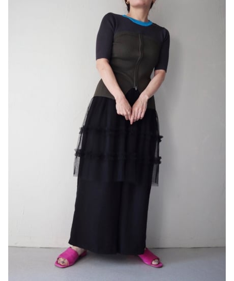 フロントジップビスチェリブニット