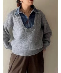 デニムドッキングハーフジップニット