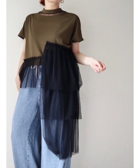 アシンメトリーチュールトップス