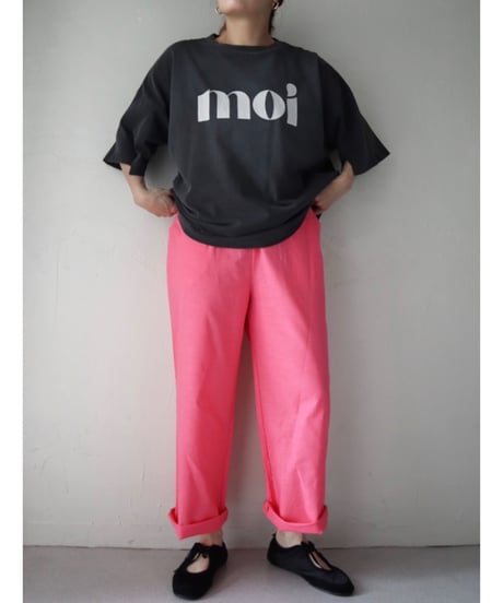 ピグメント袖スリットTシャツ