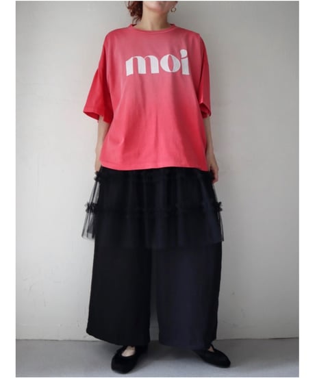 ピグメント袖スリットTシャツ