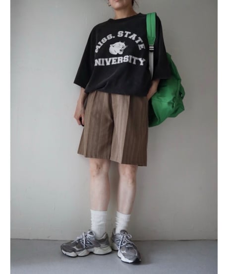 ストライプハーフタックワイドパンツ