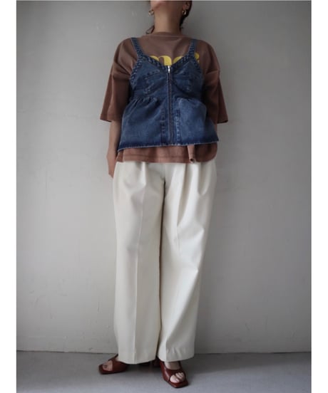ピグメント袖スリットTシャツ