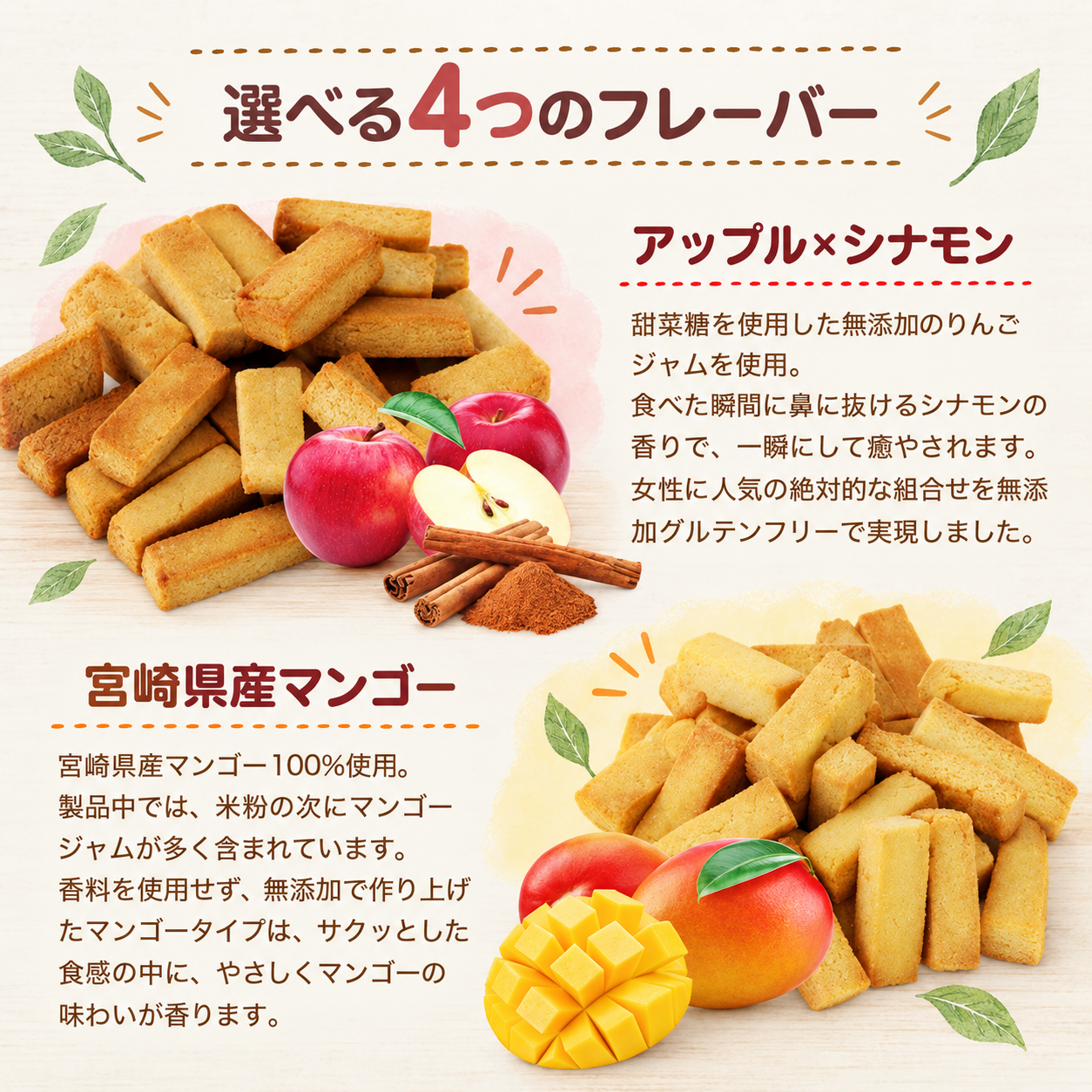 ライスブランビスコッティ 宮崎県産マンゴー 40g×1袋｜グルテンフリー