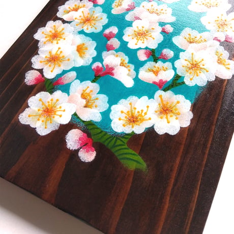 【新築祝・開店祝】アーモンドの花 “葡萄枝仕立て”ウォールアートボード＊ハンドメイド原画＊ギフトラッピング込み