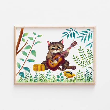 ウォールアートポスター（A4）“とらねこの挽歌”［ポストカード&ミニカード、タグ付き］