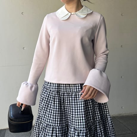 9-162    マカロンピンク　袖フリルトップス　Ｍ