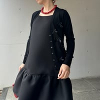 9-057     黒×黒　リボンカーディガン　Ｓ