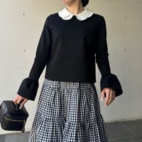 9-161   黒杢　袖フリルトップス　Ｍ