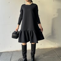 10-034    インクブラック　長袖ホイップワンピース　ＳＭ