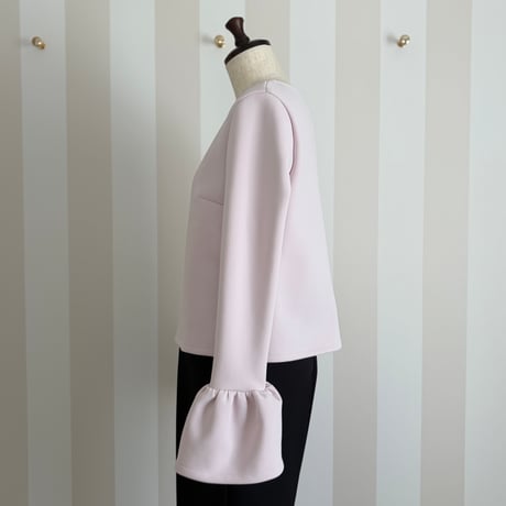 9-162    マカロンピンク　袖フリルトップス　Ｍ
