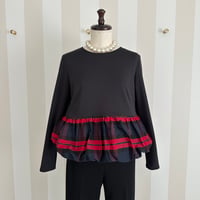 10-111   インクブラック×赤チェック　バルーントップス　M