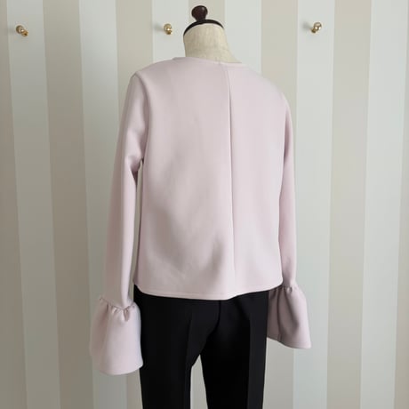 9-162    マカロンピンク　袖フリルトップス　Ｍ