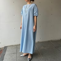 8-046   青ギンガム　パフィワンピース　マキシ　Ｍ