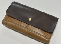 【在庫有・即納可能】たっぷり入る通帳ワイドケース（通帳１０冊＋印鑑＋カード収納可・焦茶✖︎キャメル）  のコピー