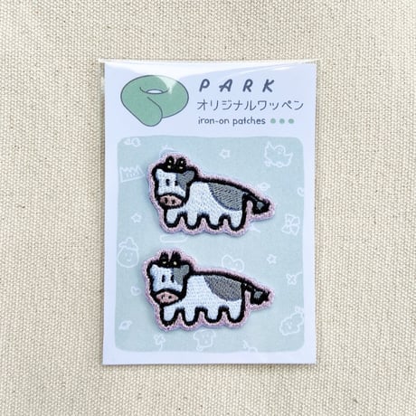 PARKオリジナル　刺繍ワッペン　うし２個セット
