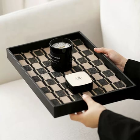 #ブロック パターン 長方形 大判 レザー トレイ 全2色 アクセサリートレイ 収納