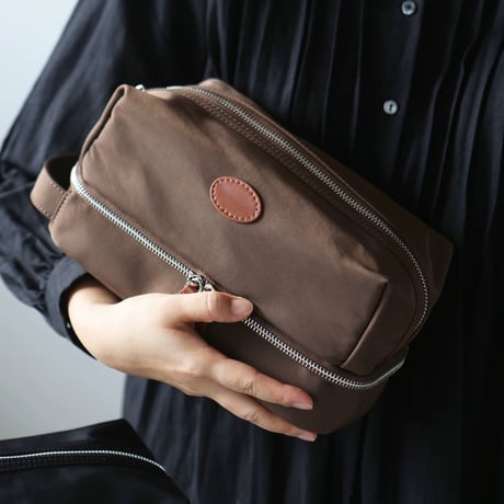 #二層 ナイロン コスメ 収納 ポーチ 全5色 トラベルポーチ 撥水