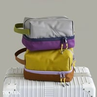 #二層 カラー ブロック  ナイロン コスメ 収納 ポーチ 全2色 トラベルポーチ 撥水