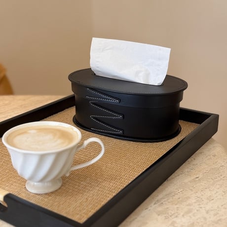 #シェーカーボックス風 レザー オーバル型 ティッシュケース  全2色