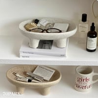 #脚付き オーバル型 ナチュラル トレイ 全2色 プレート  アクセサリートレイ