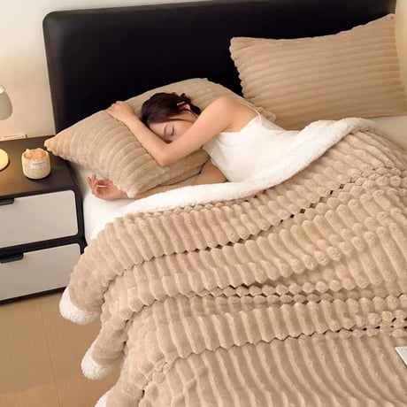 #厚手 ストライプ ポコポコ ブランケット  全3色 150×200 シングル 毛布