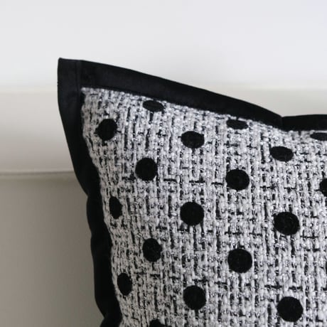 #ドット フラワー パターン モノトーン クッションカバー 全2種 45×45