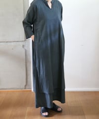 ヂェン先生の日常着 | 二層ワンピース（チャコールグレー）【薄地】