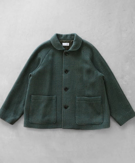 HUIS | “HUIS×尾州”ウールドットツイードショートコート（グリーン）【ユニセックス】319