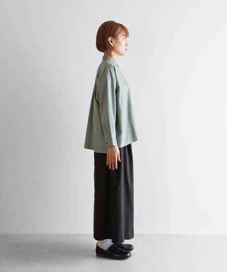 HUIS | オーガニックコットン起毛ビエラワイドブラウス（ジェラートグリーン）【レディス】U105