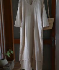 ヂェン先生の日常着 | 二層ワンピース（生成）フリーサイズ【薄地】