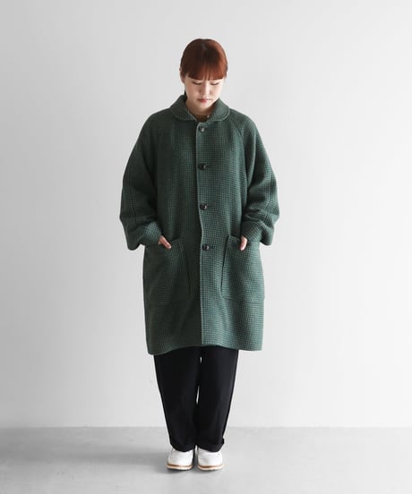 HUIS | “HUIS×尾州”ウールドットツイードミドルコート（グリーン）【ユニセックス】316