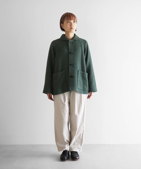 HUIS | “HUIS×尾州”ウールドットツイードショートコート（グリーン）【ユニセックス】319