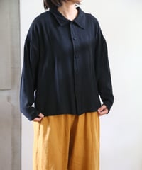 ヂェン先生の日常着 | くるみボタンブラウス 長袖（墨黒）【厚地】