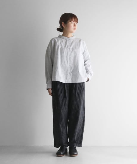 HUIS | やわらかシーチングコットンワイドパンツ（ブラックストライプ）【ユニセックス】504