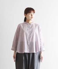 HUIS |8分袖なめらかコットンワイドブラウス（エンジストライプ）【レディス】U108