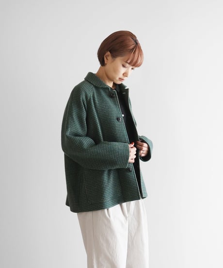 HUIS | “HUIS×尾州”ウールドットツイードショートコート（グリーン）【ユニセックス】319