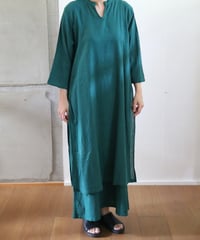 ヂェン先生の日常着 | 二層ワンピース（深緑）【薄地】