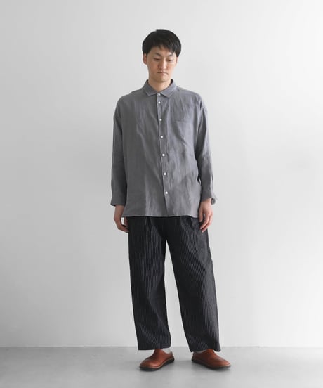 HUIS | やわらかシーチングコットンワイドパンツ（ブラックストライプ）【ユニセックス】504